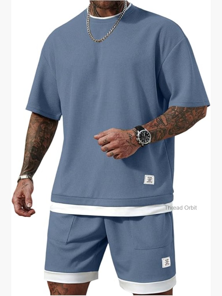 Men's 2 Piece Outfits Short Sleeve Tee And Elastic Waist Shorts Set